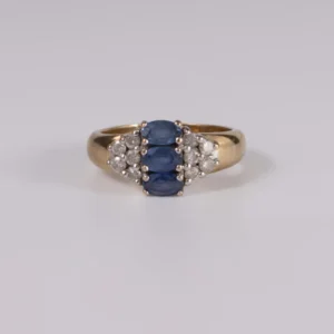 9ct Yellow Gold Sapphire & Diamond Cluster Ring