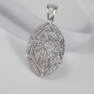 9ct White Gold Marquise Pendant with Cubic Zirconia