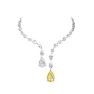 White and Yellow Diamond Pendant Necklace