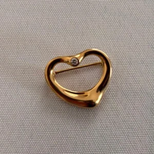 Tiffany & Co Diamond Heart Pin Brooch Yellow Gold Spain