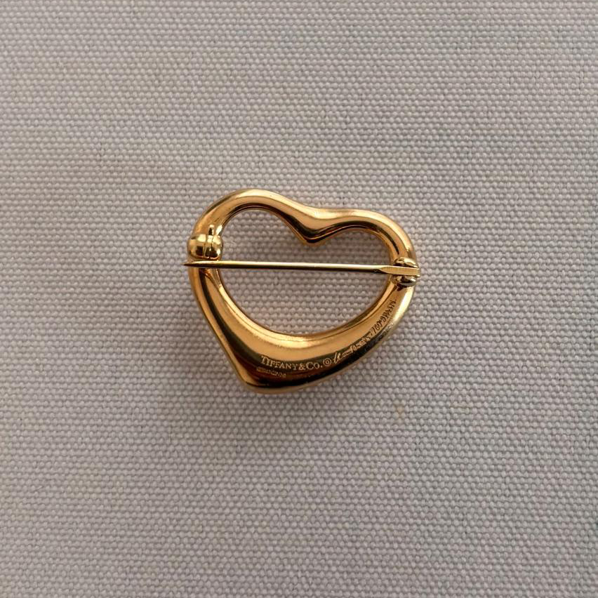 Tiffany & Co Diamond Heart Pin Brooch Yellow Gold Spain - Image 2