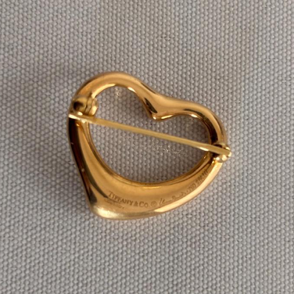 Tiffany & Co Diamond Heart Pin Brooch Yellow Gold Spain - Image 3